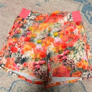 Athleta Floral Athletic Shorts - Pink, Orange, Green